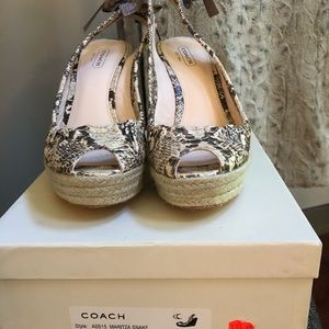 Coach Maritza Snake Sandal Wedges